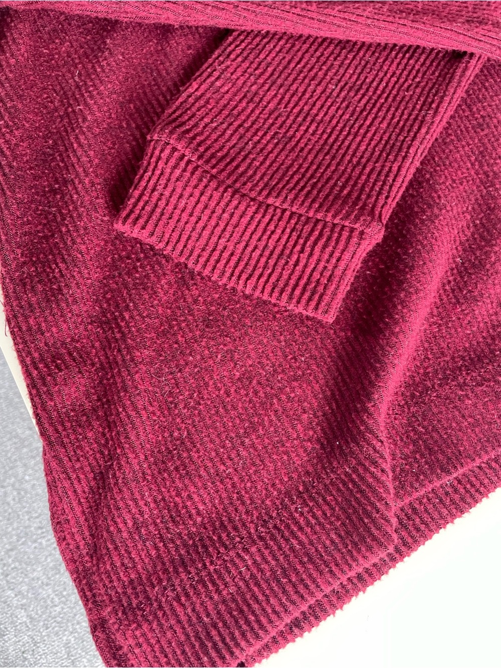 Burgundy Cowl Neck Ribbed Sweater L - Picture 9 of 10